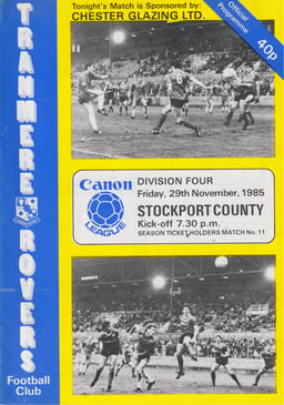 Tranmere Rovers v Stockport County Match Programme 1985-11-29